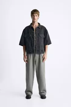 Джинсовая рубашка ZARA, черный