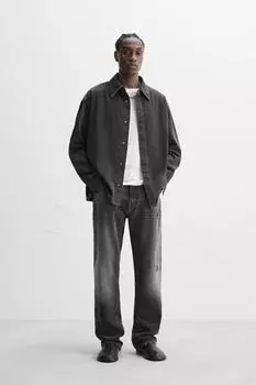 Джинсовая рубашка ZARA, черный