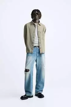 Джинсовая рубашка ZARA, песочный