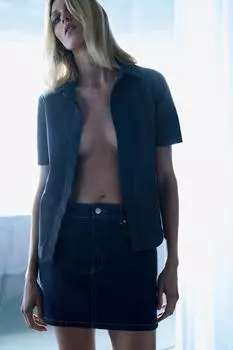 Джинсовая рубашка ZARA, синий