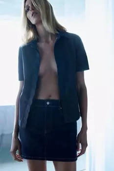 Джинсовая рубашка ZARA, синий