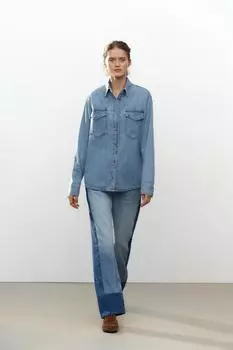 Джинсовая рубашка ZARA, синий