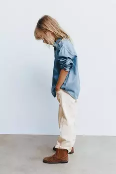 Джинсовая рубашка ZARA, средне-синий