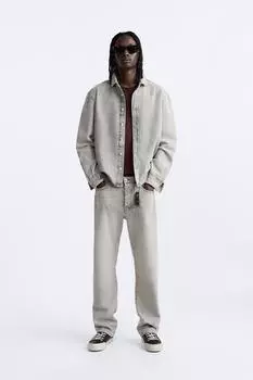 Джинсовая рубашка ZARA, светло-серый