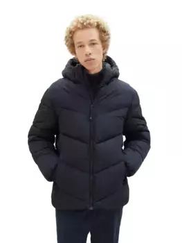 Джинсовая стеганая куртка TOM TAILOR, с капюшоном, со слегка удлиненной спинкой Tom Tailor Denim, синий