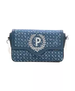 Джинсовая сумка через плечо с аппликациями из пайеток Pollini, синий