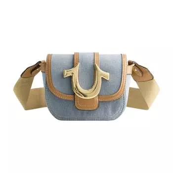 Джинсовая сумка через плечо True Religion Mini с клапаном, цвет Light Blue