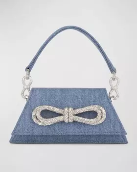 Джинсовая сумка Samantha среднего размера с двумя бантами и ручкой сверху MACH & MACH