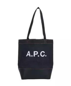 Джинсовая сумка тоут на кожаной основе A.P.C., синий