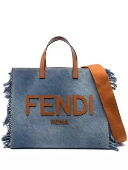Джинсовая сумка-тоут с бахромой FENDI, синий