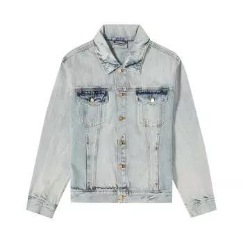 Джинсовая ткань Fear of God Essentials Trucker цвета Светлый индиго Distress Wash