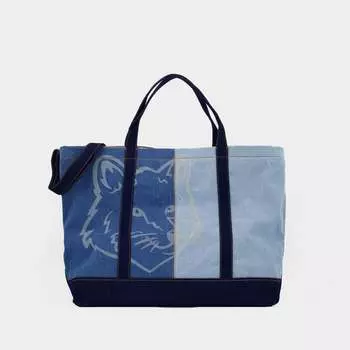 Джинсовая ткань Weekender Cabas Maison Kitsune с головой лисы Maison Kitsun, синий