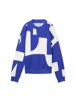 Джинсовая толстовка TOM TAILOR с цветным принтом Tom Tailor Denim, цвет Blue White Big Scale Print