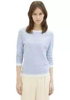 Джинсовая толстовка TOM TAILOR в полоску Tom Tailor Denim, цвет Midblue White Structure Stripe