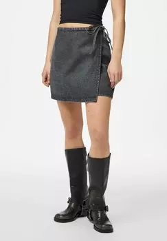 Джинсовая юбка A-line skirt Pieces, серый