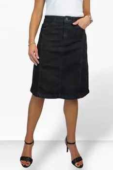 Джинсовая юбка А-силуэта со вставками Paulo Due, черный