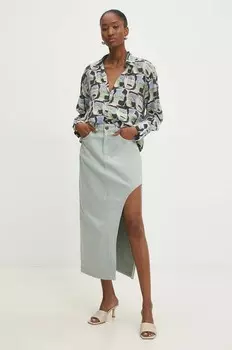 Джинсовая юбка Answear Lab, бирюзовый