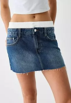Джинсовая юбка Bershka, цвет dark blue