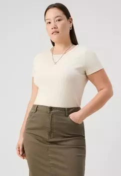 Джинсовая юбка CARLOLA SLIT SKIRT ONLY Carmakoma, коричневый