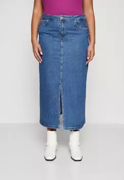 Джинсовая юбка CARVERA SLIT SKIRT ONLY Carmakoma, цвет medium blue denim
