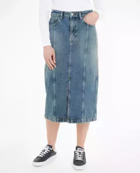 Джинсовая юбка Claire длины миди с завышенной талией Tommy Jeans, синий