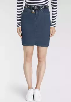 Джинсовая юбка DELMAO (упаковка, 2 шт., с поясом), с поясом в тон - НОВЫЙ БРЕНД!, синий