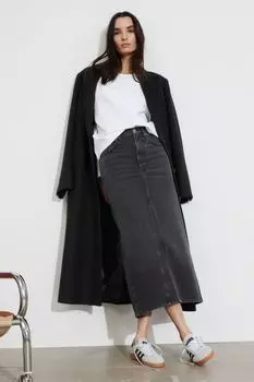 Джинсовая юбка длины миди и другие истории H&M, черный
