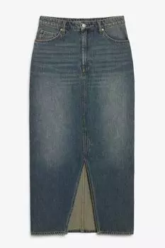 Джинсовая юбка длины миди Monki