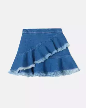 Джинсовая юбка для девочки с рюшами Silbon, синий