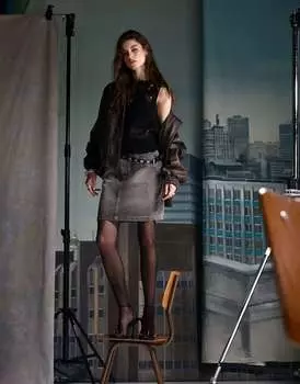 Джинсовая юбка-карандаш до колена Topshop грязно-серого цвета