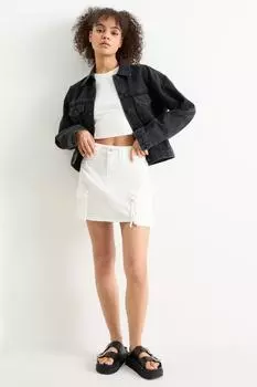 Джинсовая юбка-карго Clockhouse, белый