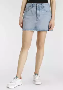 Джинсовая юбка Levi's "ICON SKIRT" с использованными эффектами и потертыми краями, цвет Light Indigo