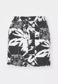 Джинсовая юбка MAGNIFIED FLOWER SKIRT Obey Clothing, черный