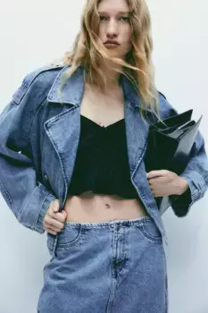 Джинсовая юбка макси H&M, синий