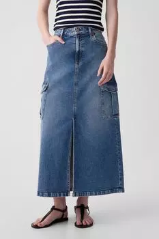 Джинсовая юбка макси карго Gap, синий