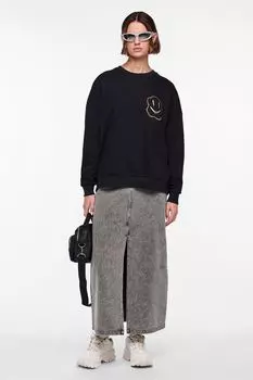 Джинсовая юбка макси Pieces, серый