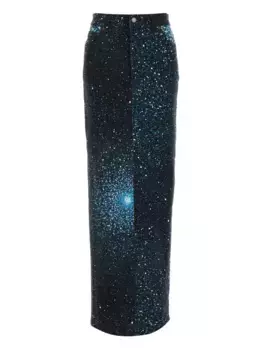 Джинсовая юбка макси с принтом Giuseppe Di Morabito, синий