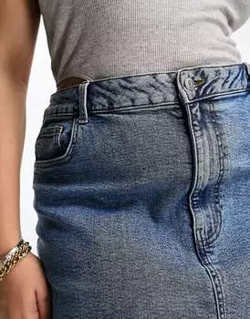Джинсовая юбка макси с разрезом по краю ASOS DESIGN Curve