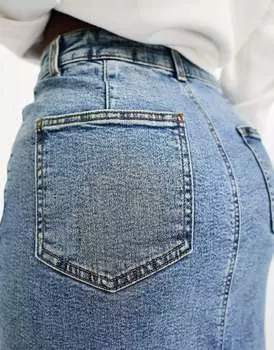 Джинсовая юбка макси с разрезом по краю ASOS Hourglass