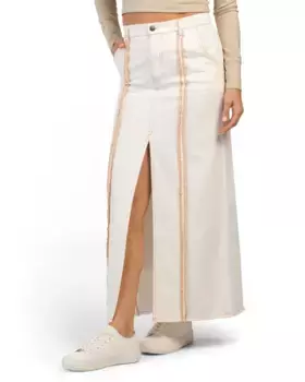 Джинсовая юбка макси с разрезом спереди Moon River, слоновая кость