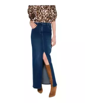 Джинсовая юбка макси с разрезом спереди Silvian Heach, синий