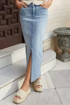 Джинсовая юбка макси Threadbare, синий