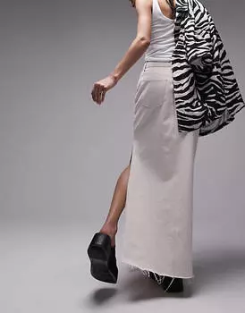 Джинсовая юбка макси Topshop с разрезом на бедре цвета экрю