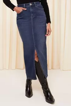 Джинсовая юбка мидакси с разрезом спереди Friends Like These, синий