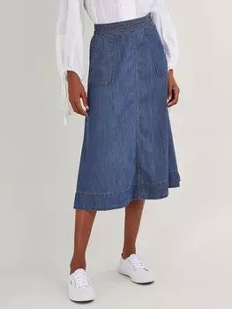 Джинсовая юбка-миди без застежек Monsoon, синий