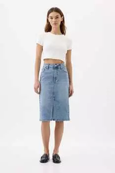 Джинсовая юбка миди Gap, синий