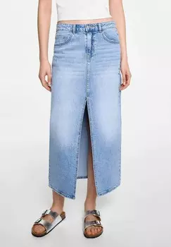 Джинсовая юбка MIDI Mango Kids, светло-голубой