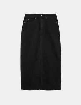 Джинсовая юбка миди Marks & Spencer, черный