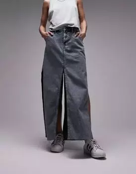 Джинсовая юбка миди миди с разрезом Topshop