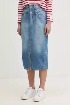 Джинсовая юбка миди MIDI SKIRT HW DOUBLE Pepe Jeans, синий
